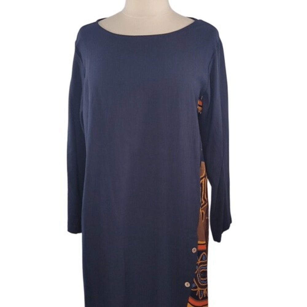 Zanzea Navy‎ Blue with Contrasting Colors Maxi Dress - Picture 3 of 13